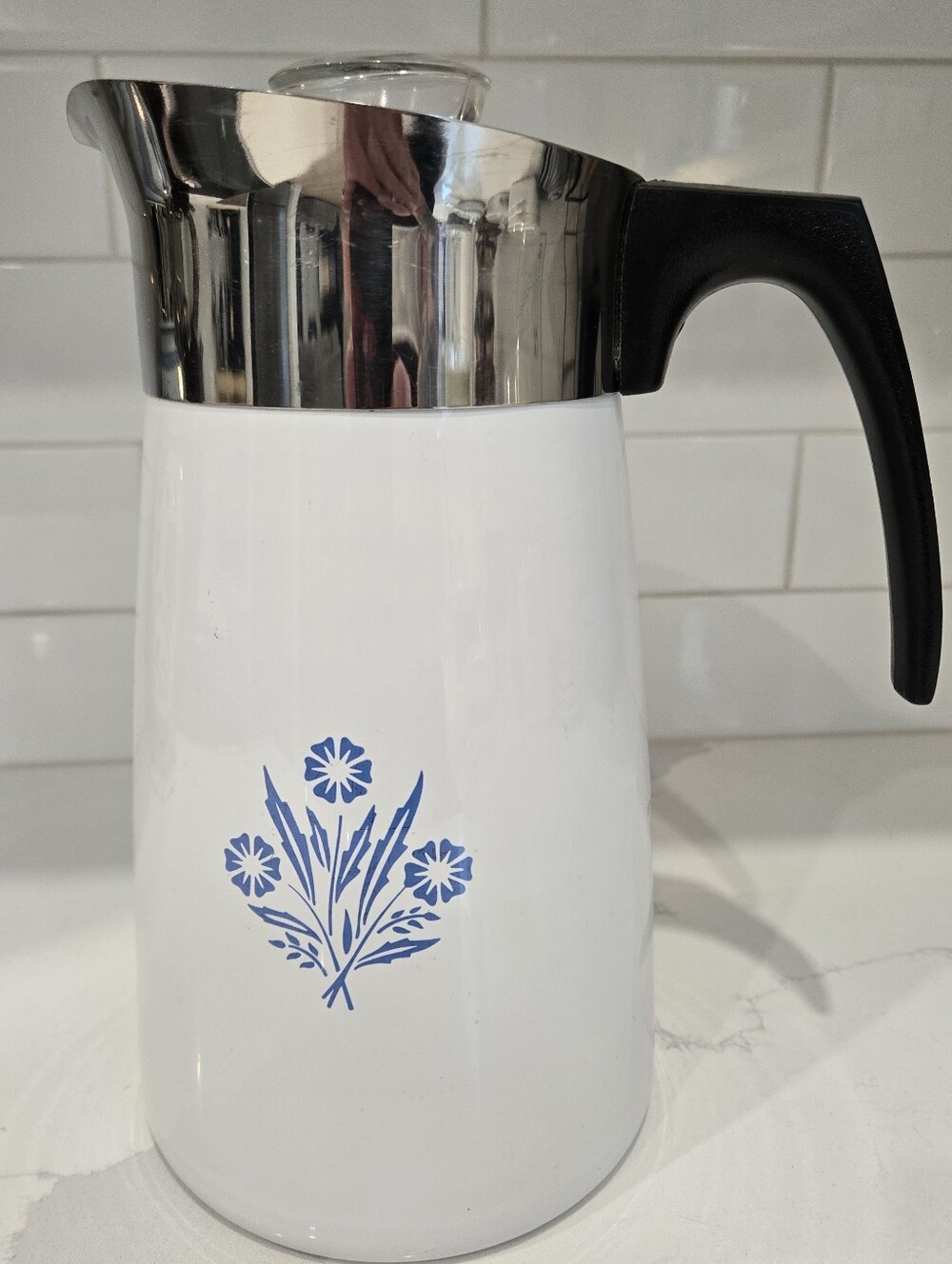 Vintage Corningware Cornflower 10 Cup Coffee Percolator